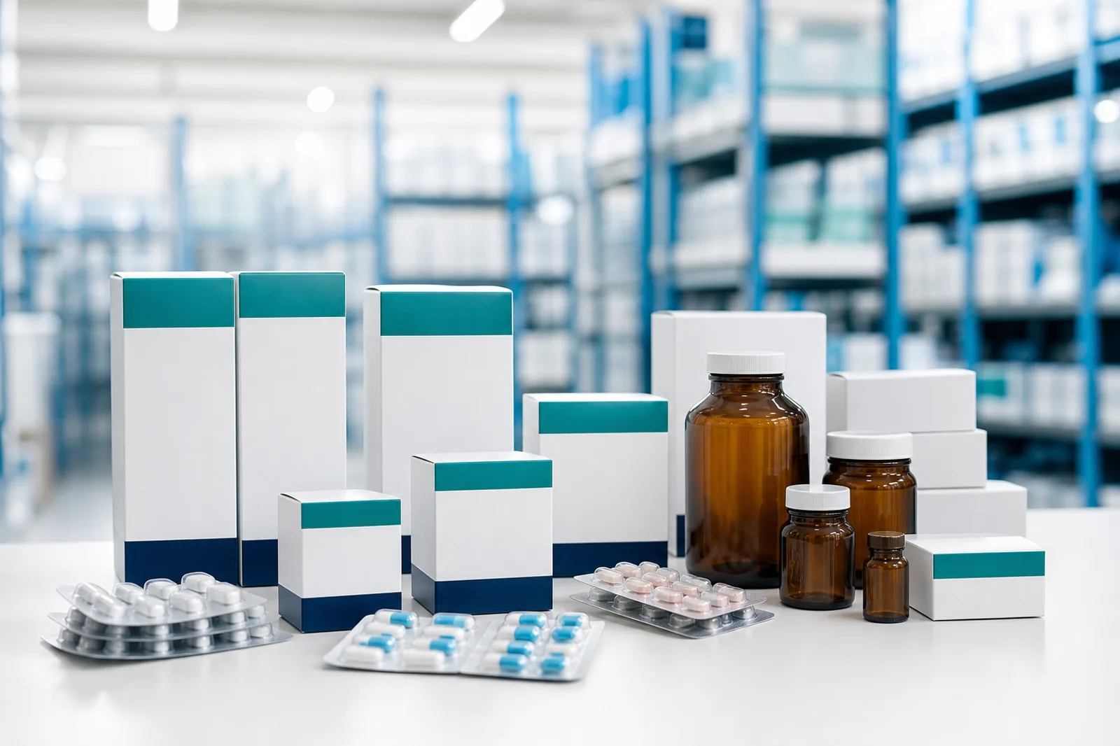 Generic pharmaceutical products staged for a corporate catalogue